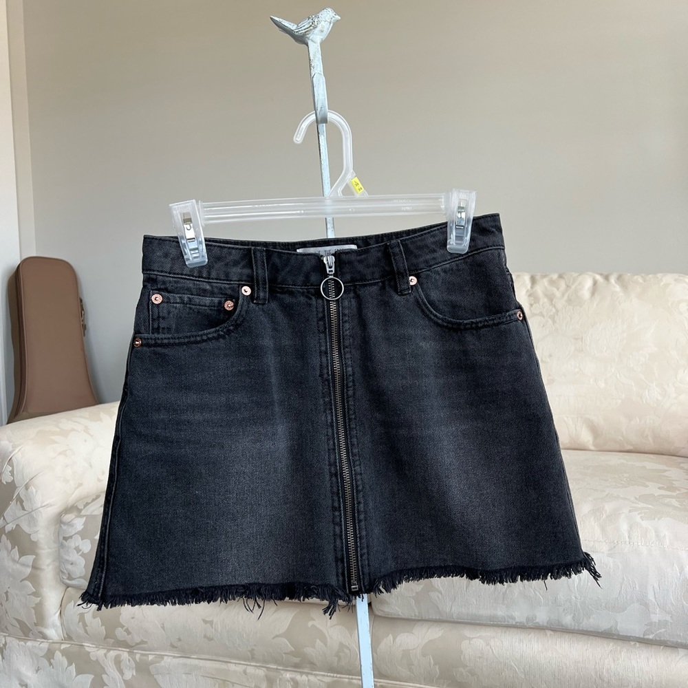 Free People Black Denim Mini Skirt
